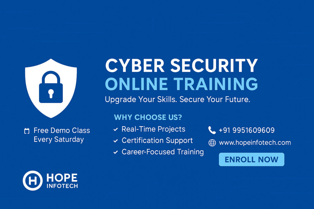Cybersecurity Online Course, Cybersecurity Online Training, Best Cybersecurity Online Course, Cybersecurity Online Training in Hyderabad, Cybersecurity Online Course in Hyderabad.